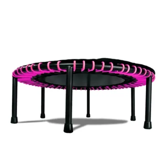 LEAPS & REBOUNDS 48" Adjustable Stability Bar Attachment with 48" Mini Fitness Trampoline and Home Gym Rebounder for Cardio Exercises, Pink image {5}