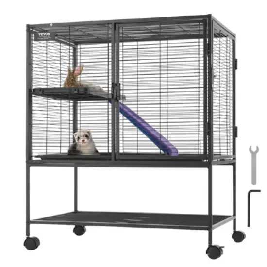 VEVOR 36" Rolling Metal Ferret Cage, Large 2-Tier Critter Nation Cage, Small Animal Cage with Ramps & Tray, Easy to Set up for Pet Rats, Hamster image {8}