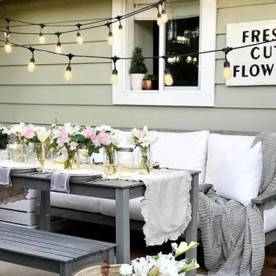 Brightech 12-Bulb LED Ambience Pro Solar 1W 27ft 2200K S14 Outdoor Hanging String Lights Flaming Bulb Black Wire image {5}