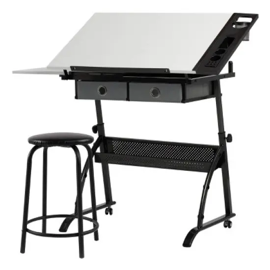 Core Drawing Table and Stool Set Charcoal Black/White - studio designs image {5}