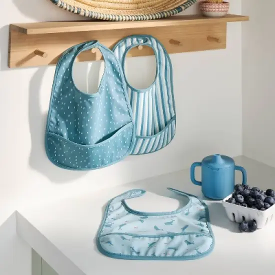 Water-Resistant Bibs - 3pk - Whales/Stripes/Dots - Cloud Island&trade; image {1}
