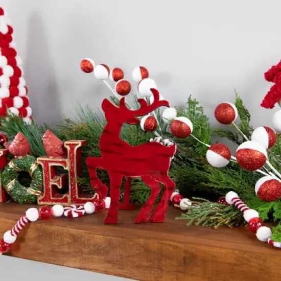 Northlight Glossy Standing Reindeer Christmas Decoration - 8" - Red image {1}