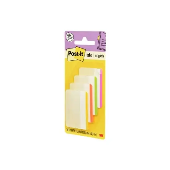 Post-it 24ct 2" Durable Lined Filing Tabs 4 Colors: Removable Plastic Filing Accessories, Multicolored, 1.5" x 2.0" image {2}