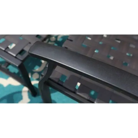 5pc Strap Chairs, Ottomans & Glass Top Side Coffee Table - Captiva Designs image {3}