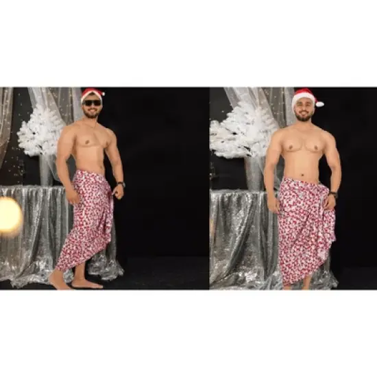 HAPPY BAY Men's Christmas Tree Swim Bath Trunk Swimsuit Regular Surfing Swimwear Sarong Long Pareo Beach Gifts Wrap for Men One Size Red image {5}