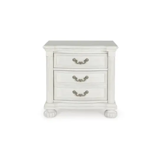 Signature Design by Ashley Montelaine Traditional 3-Drawer Nightstand with Hidden Tray, Antique White image {3}