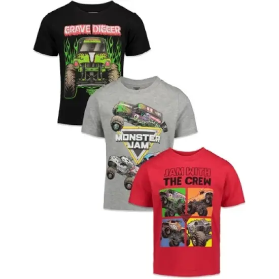 Monster Jam Trucks Toddler Boys 3 Pack Graphic T-Shirts Kids Black/Red/Grey  image {5}