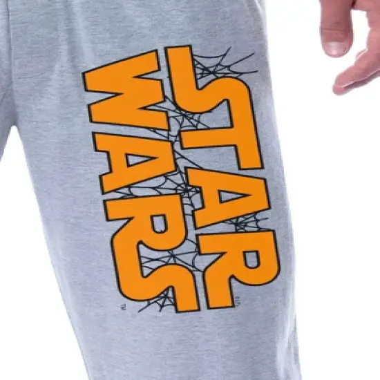 Star Wars Mens' Halloween Spiderweb Movie Logo Sleep Pajama Pants Grey image {2}