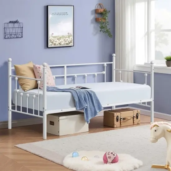 VECELO Metal Daybed with Headboard Heavy-duty Slats Support Sofa Bed Platform Mattress Foundation, Easy Assembly image {20}