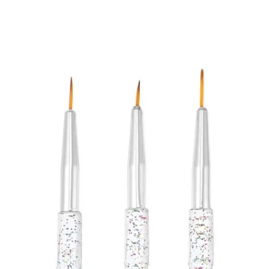 Unique Bargains Nail Art Brushes Silver Tone Transparent 3 Pcs image {1}