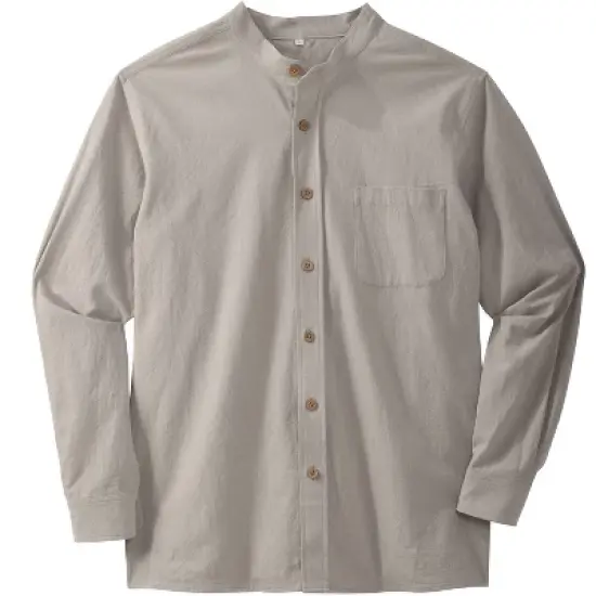 KingSize Men's Big & Tall Gauze Mandarin Collar Button-Down Shirt image {3}