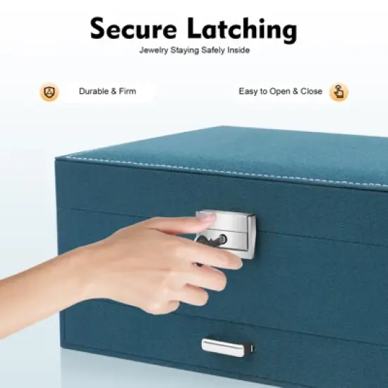 YIYIBYUS Green Flannel 3-layer Jewelry Organizer Necklace Storage Box image {8}