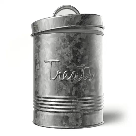 Amici Pet Retro Treats Storage Canister, 72 oz. , Galvanized Metal image {2}