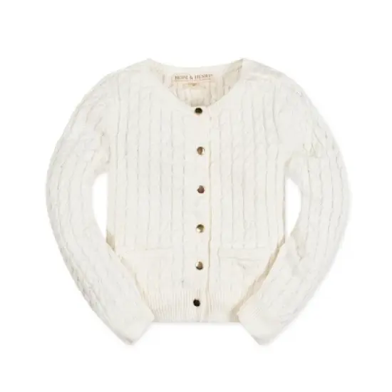 Hope & Henry Girls' Long Sleeve Classic Cable Cardigan Sweater, Infant image {6}