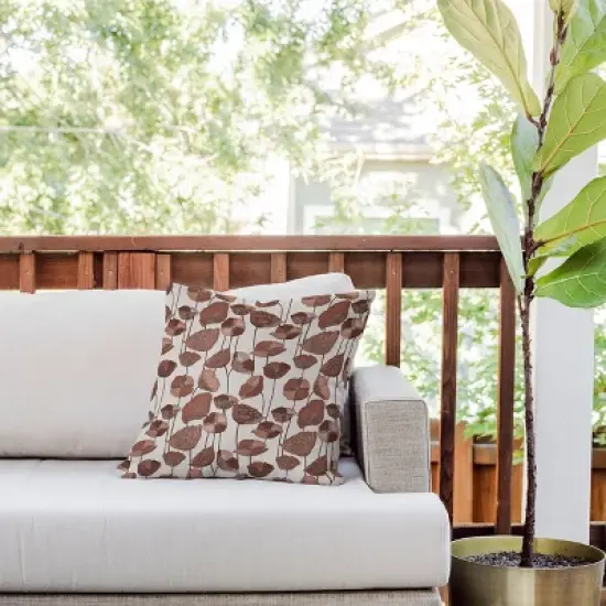 18"x18" Deny Designs Valentina Ramos Poppies Mocha Mousse Square Outdoor Throw Pillow Brown image {2}