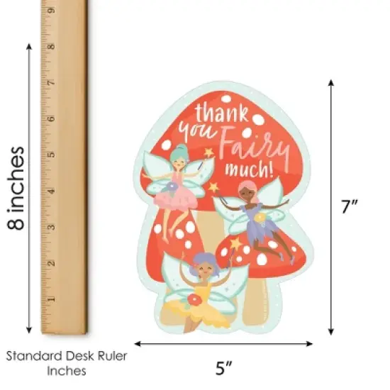 Big Dot of Happiness Let's Be Fairies - Shaped Thank You Cards - Fairy Garden Birthday Party Thank You Note Cards with Envelopes - Set of 12 image {4}