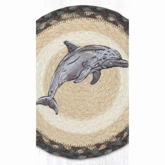 Earth Rugs Dolphin Printed Round Jute Trivet &ndash; 10" Rustic Table Protector image {2}