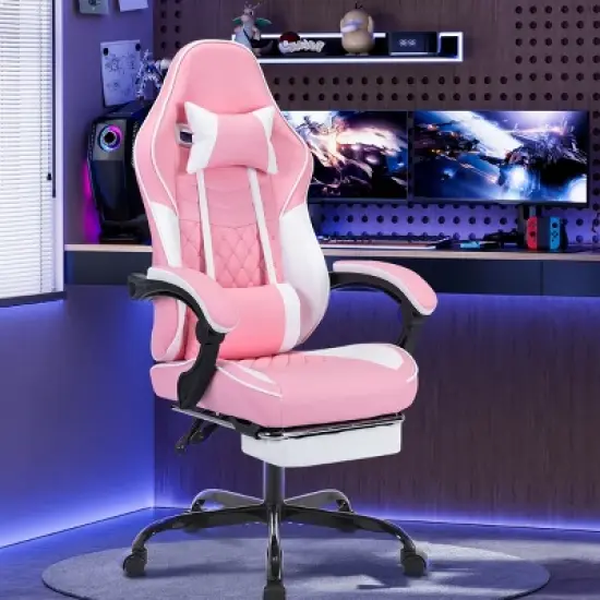 Ergonomic Gaming Chair with Massage Lumbar Cushion, Thickened Seat, Adjustable Recline & Footrest, Easy Assembly-Cuddlewood image {8}