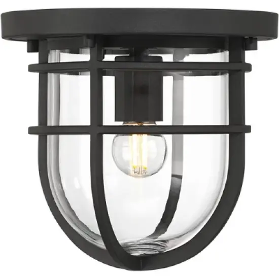 John Timberland Ballast 7 3/4" High Textured Black Outdoor Flush-Mount Ceiling Light image {5}