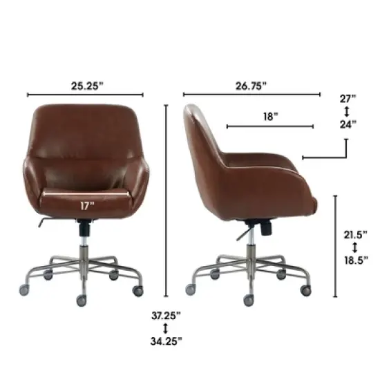 Forester Leather Office Chair Cognac Brown - Finch image {9}