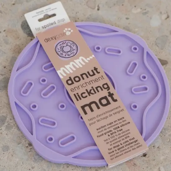 Dexypaws Enrichment Lick Mat: Lilac Donut Delight - Grooved Silicone image {1}