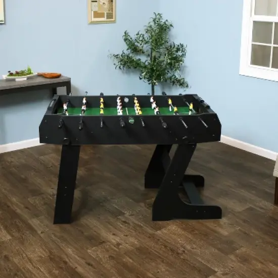 Sunnydaze Indoor Space-Saving Folding Family Foosball Soccer Game Table with Manual Scorers - 48" - Black image {1}