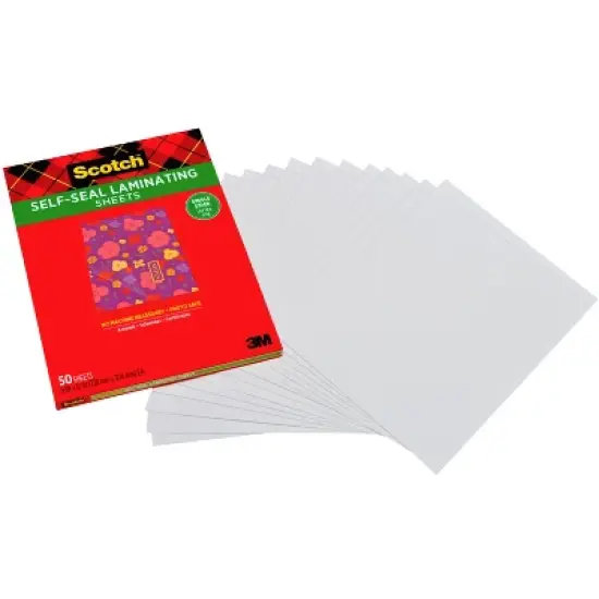 Scotch Single-Sided Laminating Sheet, 9 x 12 Inches, Clear, Pack of 50 image {1}