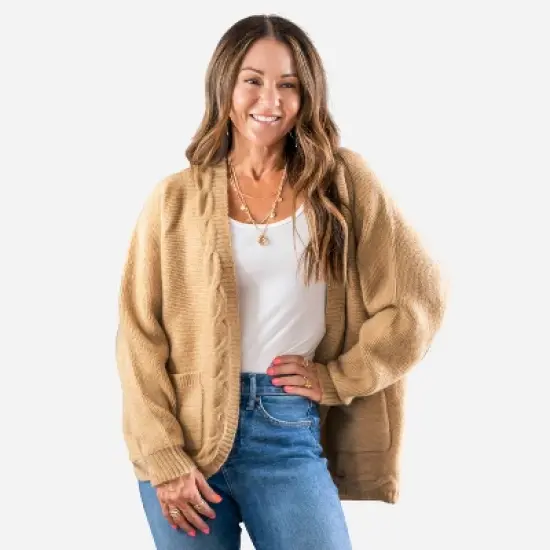 Women's Open-Front Chunky Knit Cardigan - Cupshe image {8}