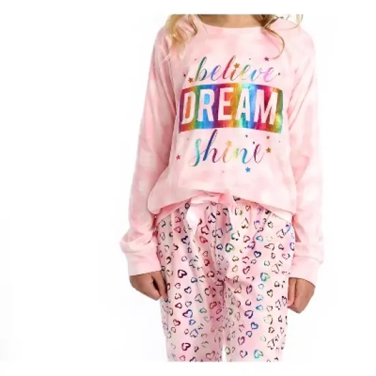 Sleep On It Girls Believe Dream Shine Velour 2-Piece Pajama Pant Sleep Set image {7}