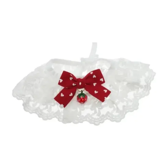 Unique Bargains  Pet Lace Bib Collar Red Black 2 Pcs image {2}