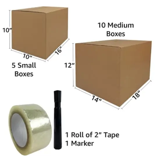 UBMOVE Moving Boxes 1 BedRoom Economy 15 Moving Box Kit + Moving Supplies image {2}