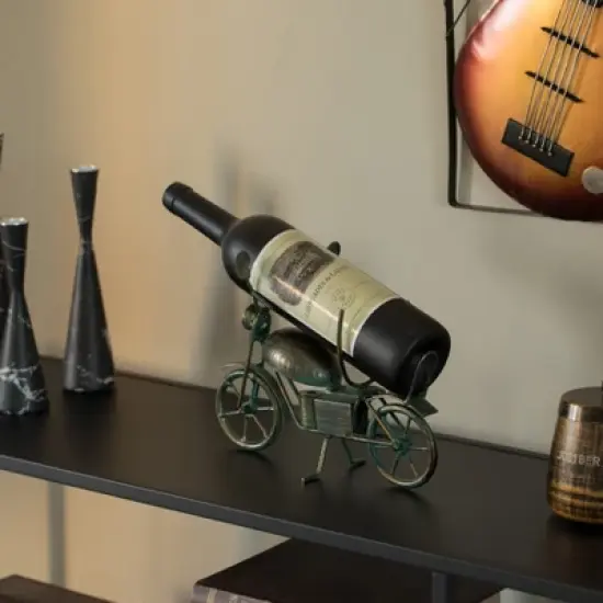 Vintiquewise Metal Figurine Motorcycle Shaped Vintage Wine Single Bottle Holder Stand Rack image {5}