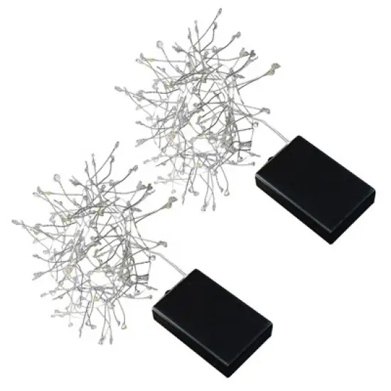Lumabase 2ct Battery Operated LED Firecracker Fairy String Lights White image {1}