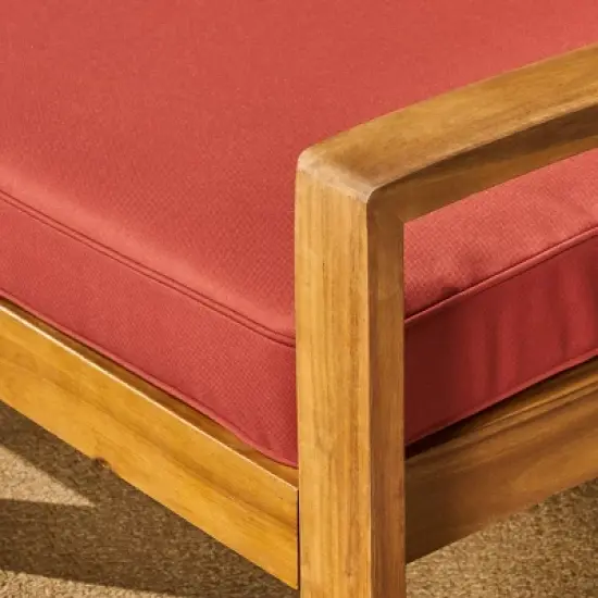 Grenada 6pc Acacia Wood Sofa Set - Teak/Red - Christopher Knight Home: Modular Sectional, Coffee Table image {7}