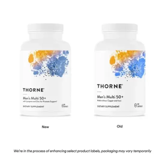 THORNE Men's Multi 50+ - Daily Multivitamin with Vitamins B6, B12, C, Zinc & More - Support Heart, Brain, Prostate, and Muscle Health* - 180 Capsules image {3}