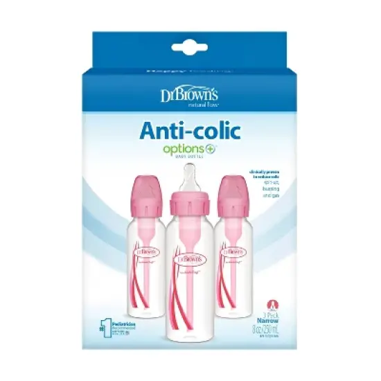 Dr. Brown's Options+ Anti-Colic Baby Bottle - Pink - 8oz/3pk image {1}