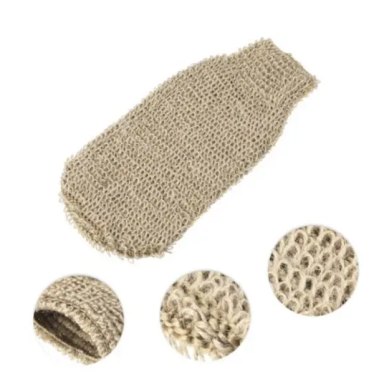 Unique Bargains Bathroom Jute Shower Gloves 9.65"x4.53" Brown 1 Pc image {2}