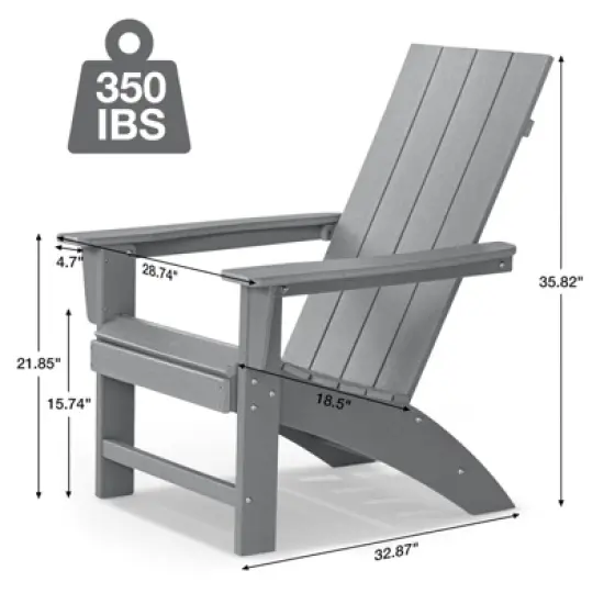 GARPROVM Cozy HDPE Adirondack Chair Weather-Resistant Outdoor Patio Chair image {1}