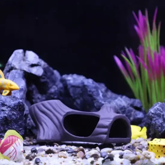 Unique Bargains Ceramic Aquarium Hideaway Rock Cave Fish Tank Decoration Brown 5.16"x3.05"x2.19" image {2}