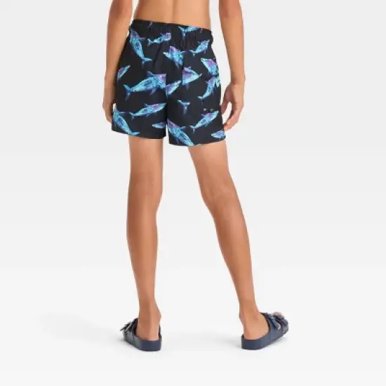 Boys' Shark Printed Swim Shorts - art class&trade; Black image {2}