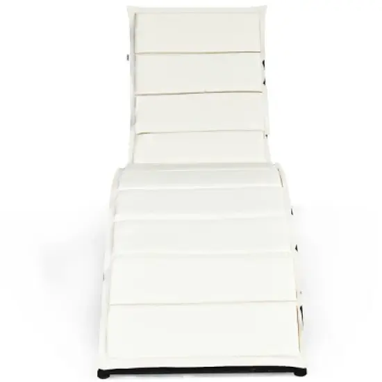 Tangkula 2PCS Foldable Rattan Wicker Chaise Lounge Chair w/ Cushion Patio Outdoor image {2}