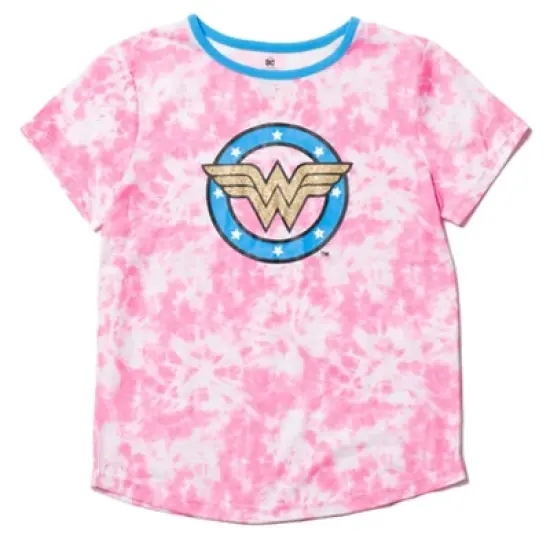 DC Comics Justice League Wonder Woman Girls Pajama Shirt and Shorts Little Kid to Big Kid  image {1}