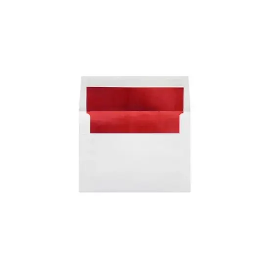 LUX A7 Foil Lined Invitation Envelopes 5 1/4 x 7 1/4  White w/Red Lining FLWH4880-01-50 image {1}