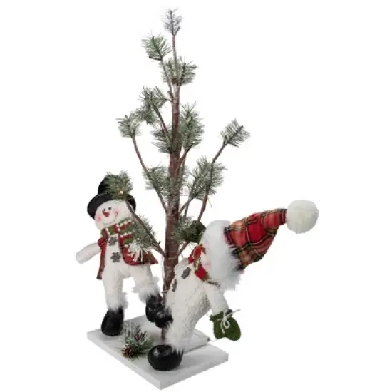 Northlight LED Lighted Snowmen Friends with Pine Tree Christmas Decoration - 34" image {3}