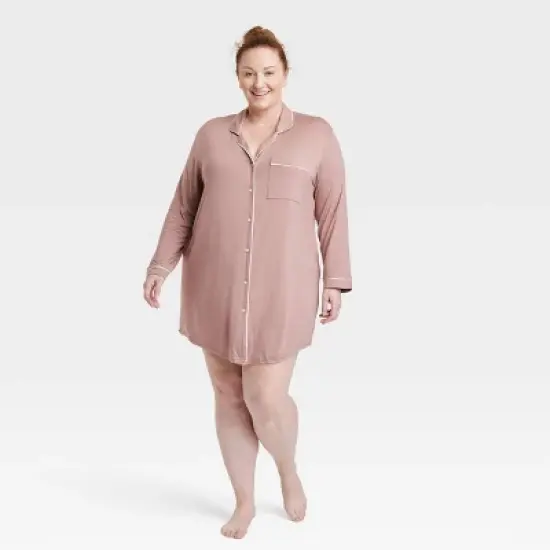 Women's Beautifully Soft Notch Collar NightGown - Stars Above image {6}