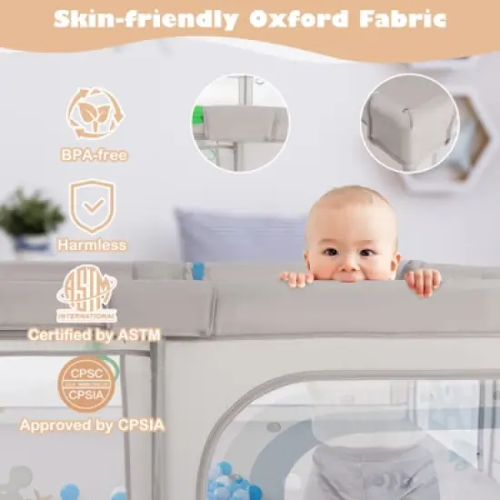 Infans Large Baby Playpen Kids Play Yard Activity Center 81" x 57.5" image {6}