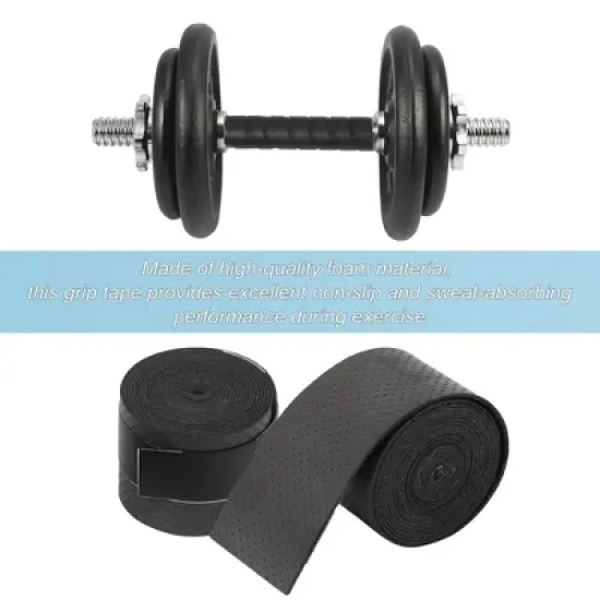 PiccoCasa Dumbbell Fishing Rod Racket Handle Sweat Absorbing Foam Nonslip Grip Tape Black 2 Pcs image {2}