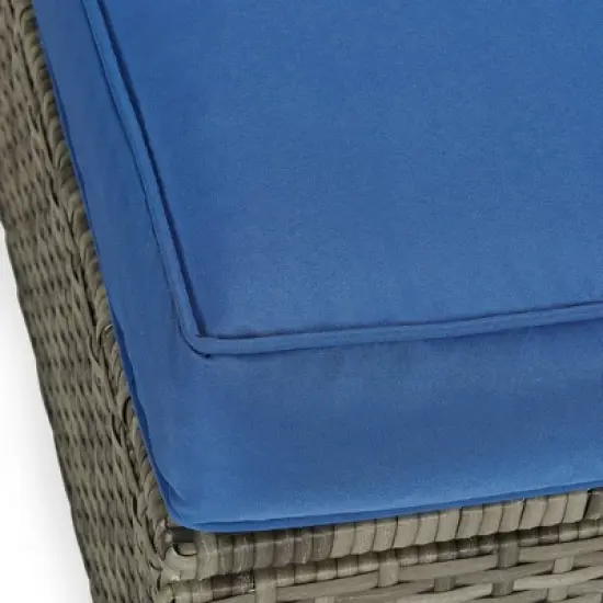 4pc Wicker Patio Sectional Seating Set - Blue - EDYO LIVING image {8}