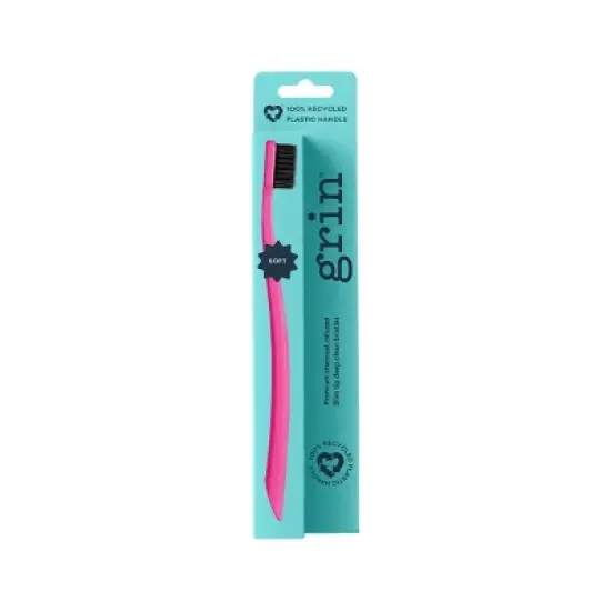 Grin 100% Recycled Toothbrush for Sensitive Teeth and Gums - Soft - Fuschia image {6}