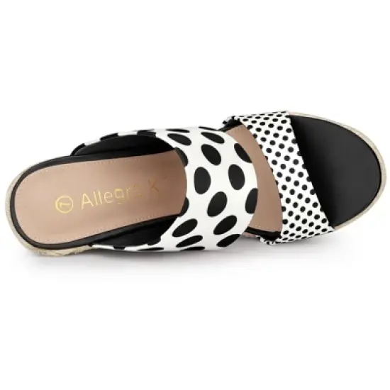 Allegra K Women's Polka Dots Platform Espadrille Wedge Heel Sandals image {3}
